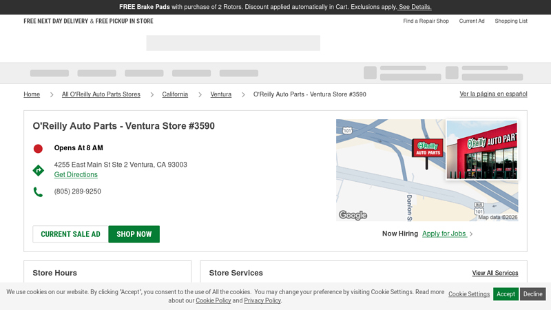 O'Reilly Auto Parts Store #3590 auto parts ventura ca