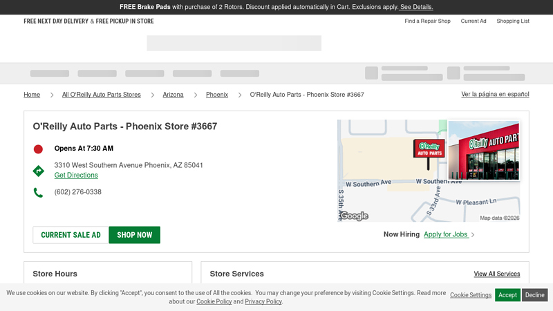 O'Reilly Auto Parts Store #3667 auto parts outlet phoenix