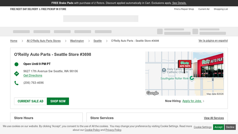 O'Reilly Auto Parts Store #3698 auto parts west seattle