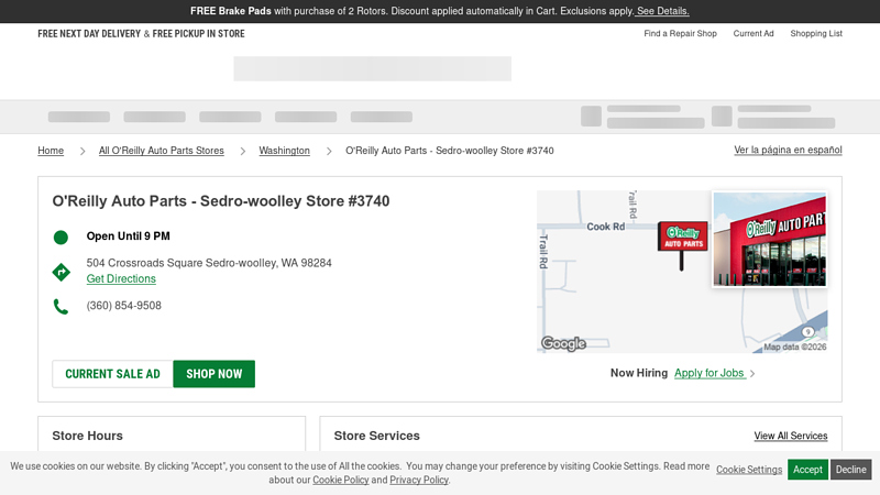 O'Reilly Auto Parts Store #3740 sedro woolley auto parts