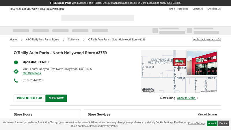 O'Reilly Auto Parts Store #3759 auto parts north hollywood
