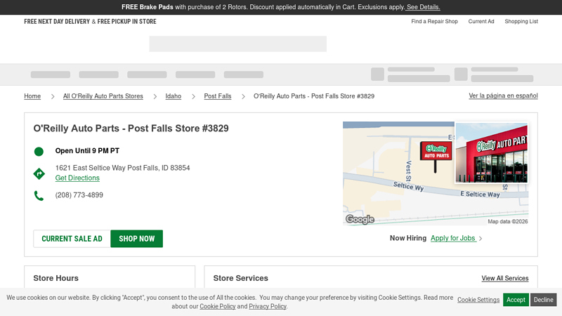 O'Reilly Auto Parts Store #3829 auto parts post falls