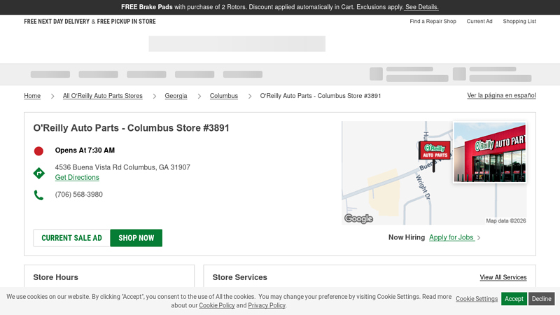 O'Reilly Auto Parts Store #3891 auto parts columbus ga