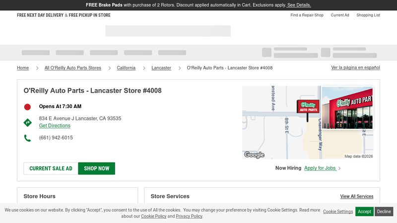 O'Reilly Auto Parts Store #4008 car parts lancaster