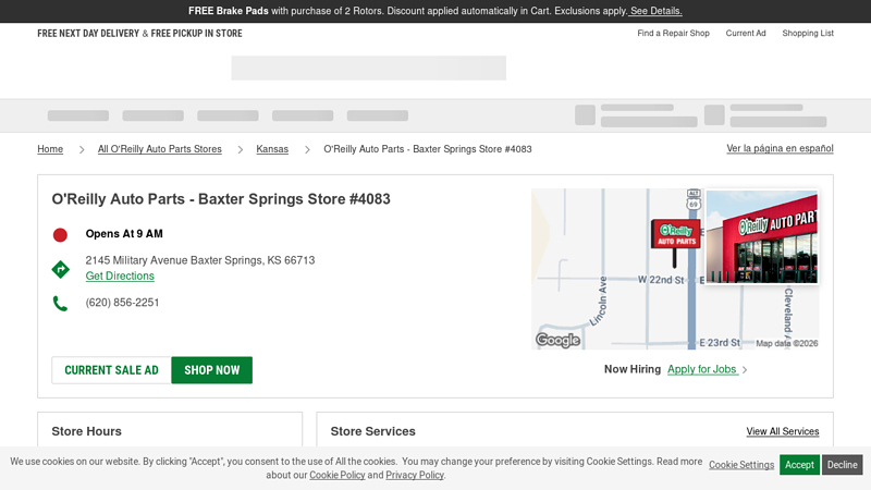 O'Reilly Auto Parts Store #4083 baxter auto parts near me