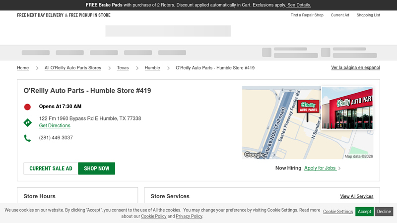 O'Reilly Auto Parts Store #419 auto parts stores in 77338