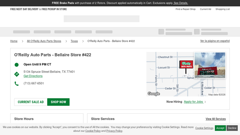 O'Reilly Auto Parts Store #422 bellaire auto parts