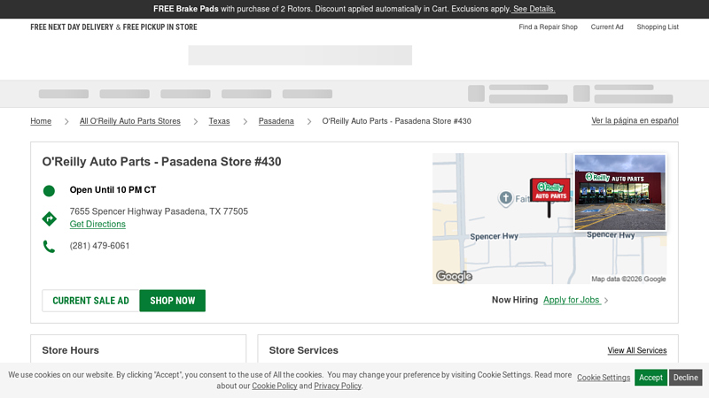 O'Reilly Auto Parts Store #430 best recycled auto parts pasadena tx