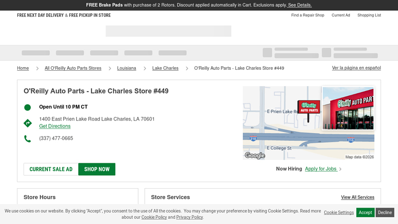 O'Reilly Auto Parts Store #449 auto parts lake charles louisiana