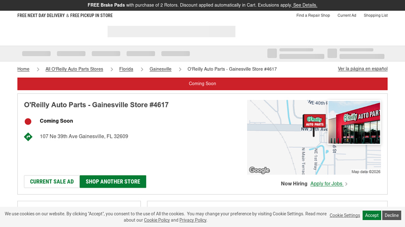 O'Reilly Auto Parts Store #4617 car parts gainesville fl