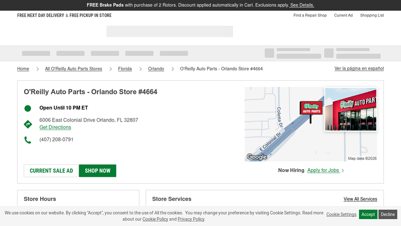 O'Reilly Auto Parts Store #4664 auto parts store orlando