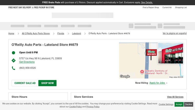 O'Reilly Auto Parts Store #4679 lakeland florida auto parts