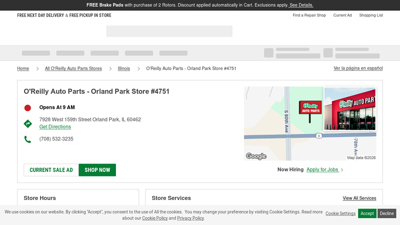 O'Reilly Auto Parts Store #4751 advance auto parts orland park