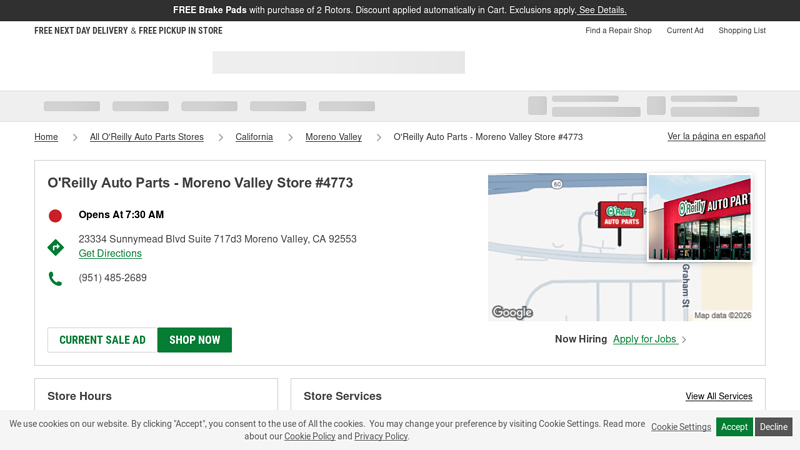 O'Reilly Auto Parts Store #4773 auto parts moreno valley ca