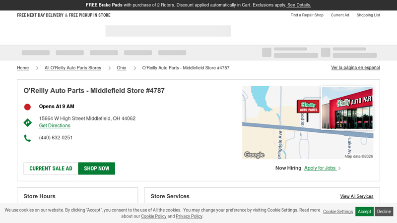 O'Reilly Auto Parts Store #4787 advance auto parts middlefield