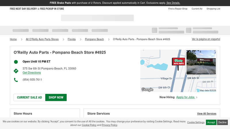 O'Reilly Auto Parts Store #4925 auto parts pompano beach