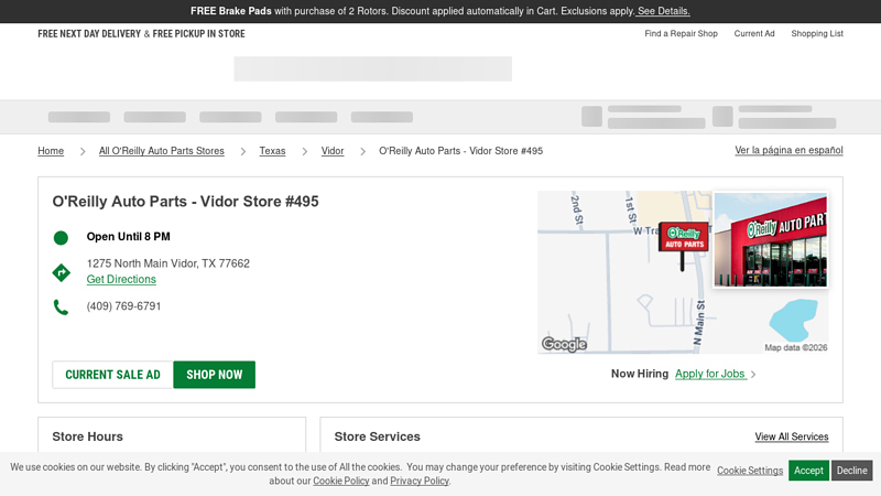 O'Reilly Auto Parts Store #495 o'reilly auto parts vidor texas