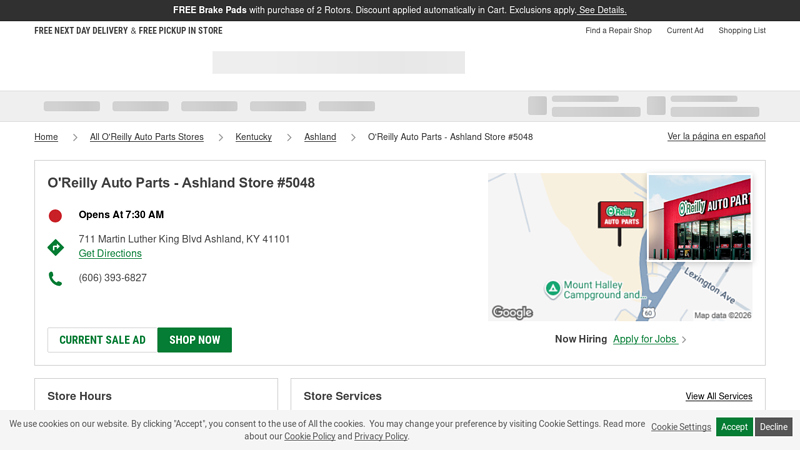 O'Reilly Auto Parts Store #5048 ashland auto parts