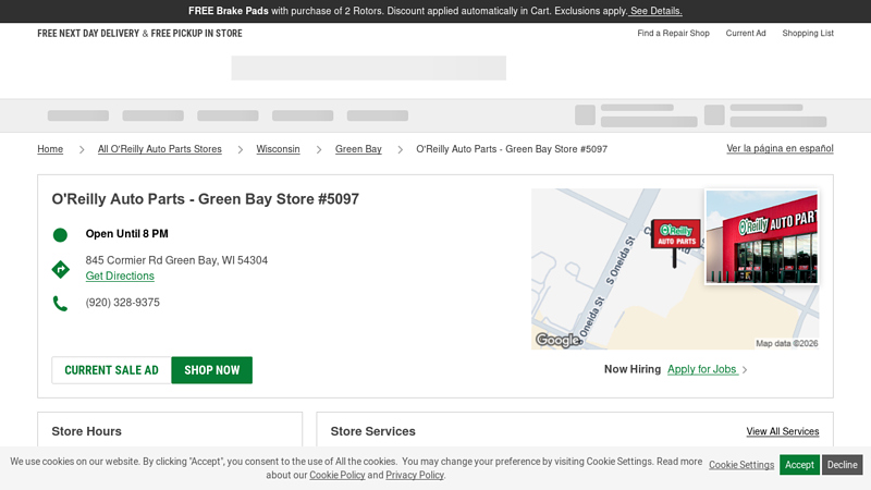 O'Reilly Auto Parts Store #5097 car parts green bay wi