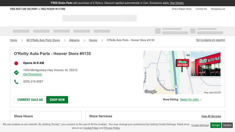 O'Reilly Auto Parts Store #5135 advance auto parts hoover al