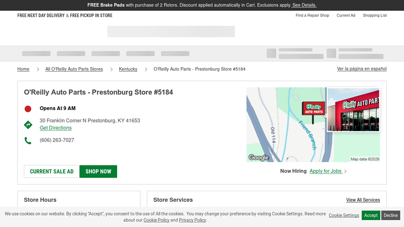 O'Reilly Auto Parts Store #5184 advance auto parts prestonsburg ky