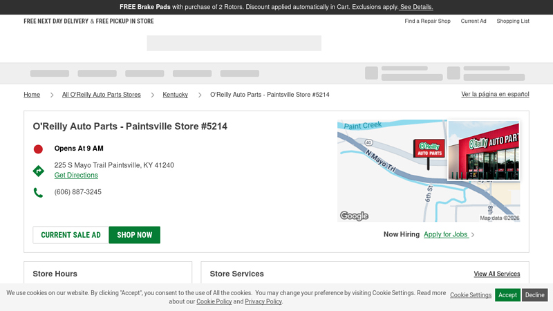 O'Reilly Auto Parts Store #5214 advance auto parts paintsville