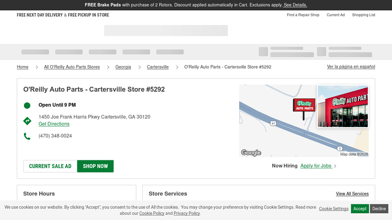 O'Reilly Auto Parts Store #5292 auto parts cartersville ga