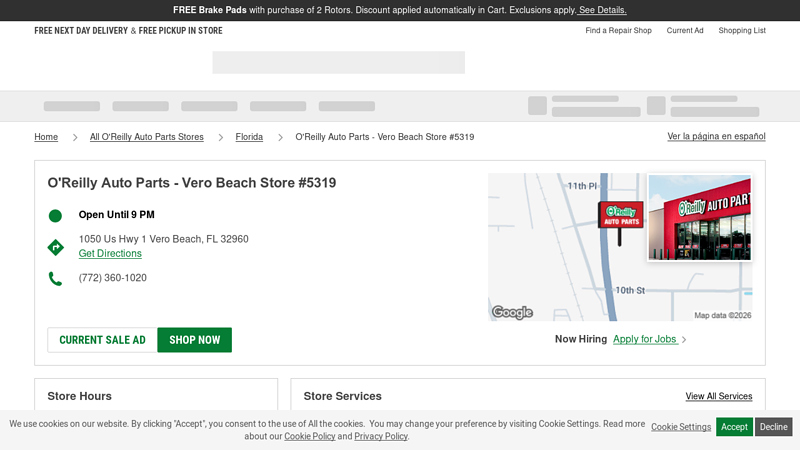 O'Reilly Auto Parts Store #5319 auto parts vero beach