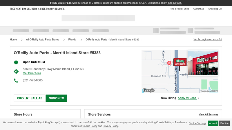 O'Reilly Auto Parts Store #5383 advance discount auto parts merritt island
