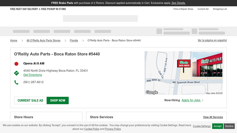 O'Reilly Auto Parts Store #5440 auto parts boca raton