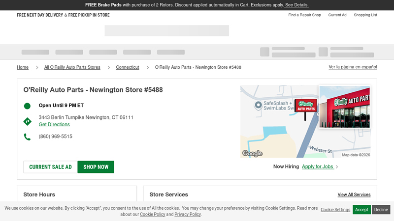 O'Reilly Auto Parts Store #5488 auto parts newington ct