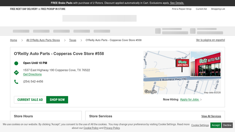 O'Reilly Auto Parts Store #558 advance auto parts copperas cove