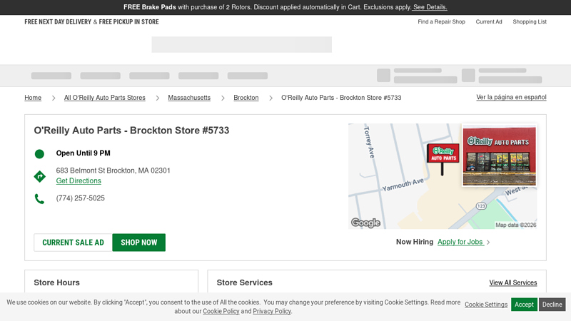 O'Reilly Auto Parts Store #5733 auto parts brockton ma