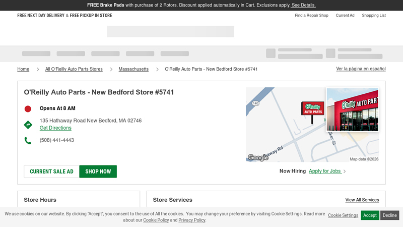 O'Reilly Auto Parts Store #5741 bedford auto parts inc bedford ma