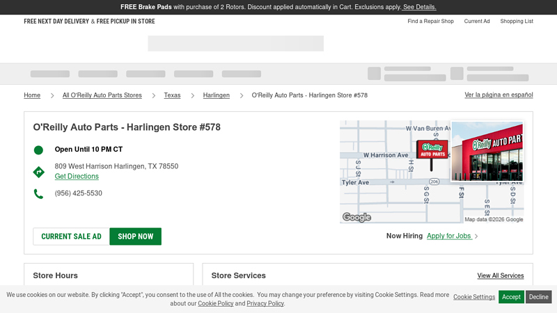 O'Reilly Auto Parts Store #578 advance auto parts harlingen tx