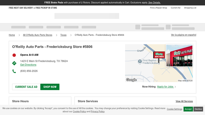 O'Reilly Auto Parts Store #5806 fredericksburg auto parts