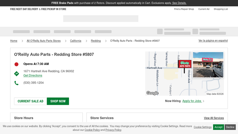 O'Reilly Auto Parts Store #5807 car parts redding