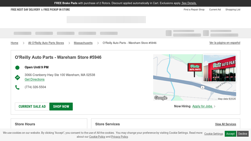 O'Reilly Auto Parts Store #5946 advance auto parts wareham massachusetts