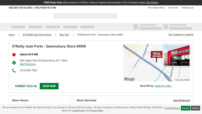 O'Reilly Auto Parts Store #5950 advance auto parts queensbury new york