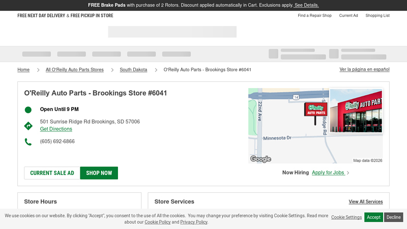 O'Reilly Auto Parts Store #6041 advance auto parts brookings south dakota