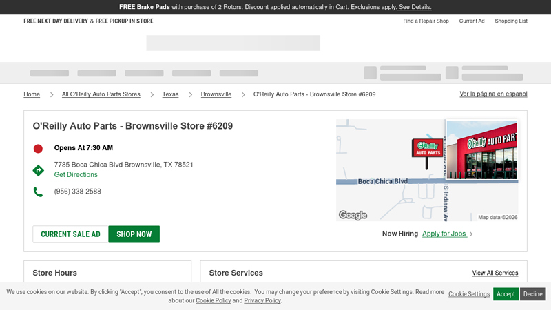 O'Reilly Auto Parts Store #6209 advance auto parts brownsville tx