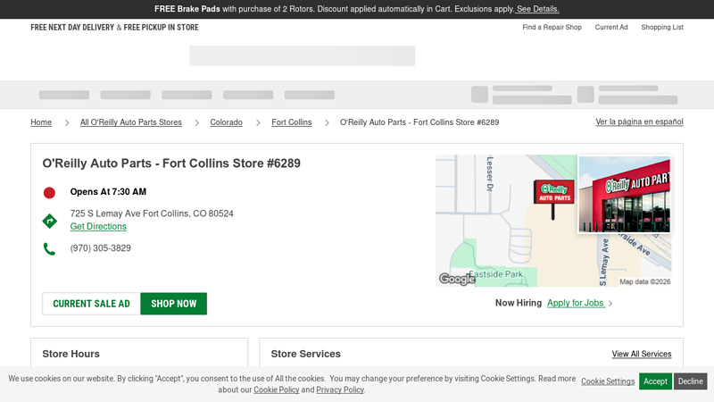 O'Reilly Auto Parts Store #6289 auto parts fort collins