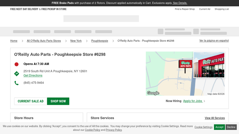 O'Reilly Auto Parts Store #6298 advance auto parts poughkeepsie