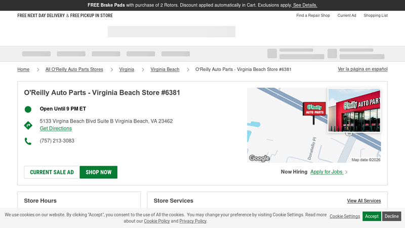O'Reilly Auto Parts Store #6381 auto parts in va beach