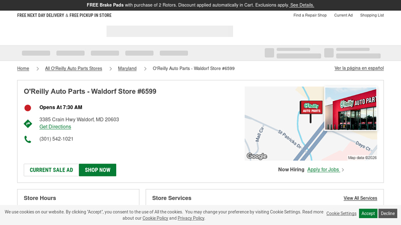 O'Reilly Auto Parts Store #6599 advance auto parts waldorf md