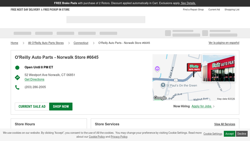 O'Reilly Auto Parts Store #6645 auto parts in norwalk