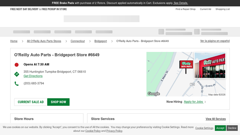 O'Reilly Auto Parts Store #6649 auto parts outlet in bridgeport connecticut
