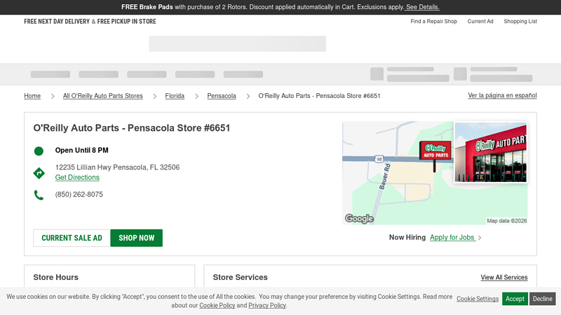 O'Reilly Auto Parts Store #6651 auto parts pensacola fl