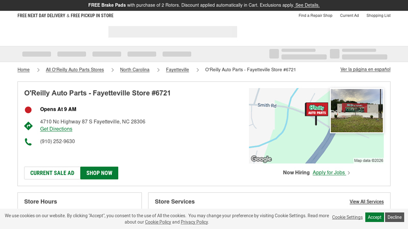 O'Reilly Auto Parts Store #6721 car parts fayetteville nc