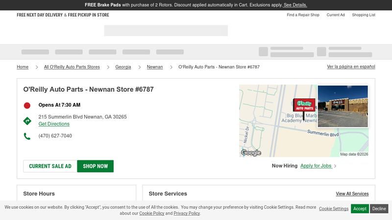 O'Reilly Auto Parts Store #6787 advance auto parts newnan ga